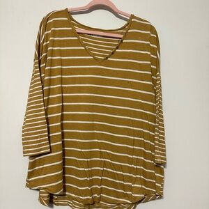 Maurices Mustard Striped Long Sleeve Top